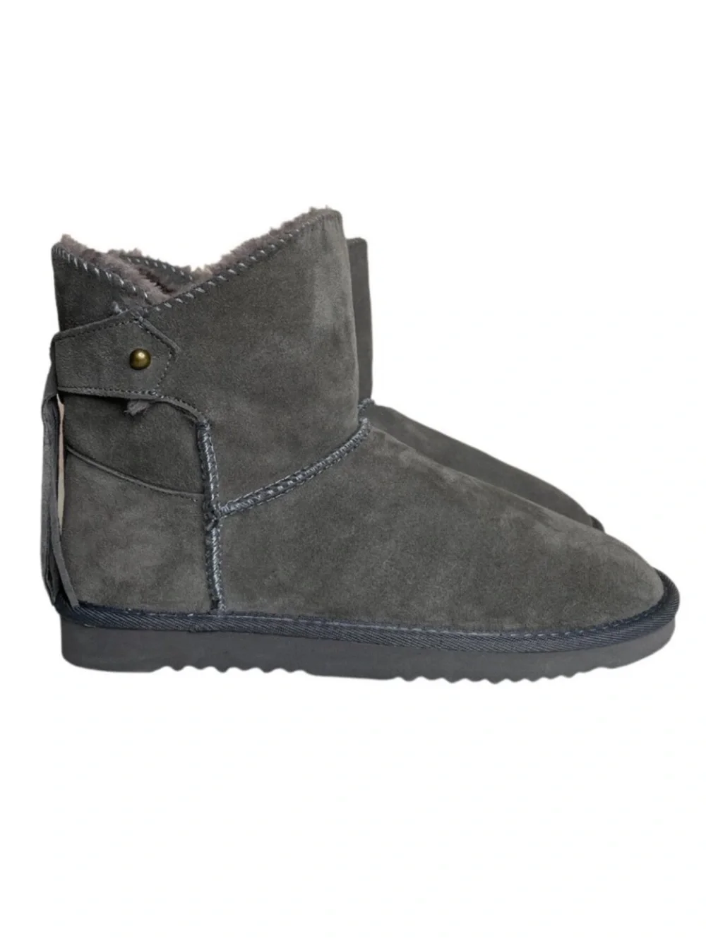 Morgan Taylor Gray Leather Faux Fur Winter Booties Size 10